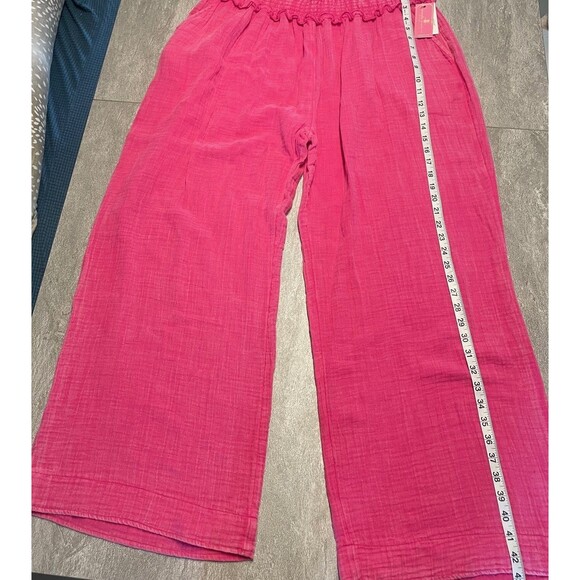 Simply Southern SZ XL  Pink Wide Leg Pants Women’s Pockets Gauzy Cool Comfort - Picture 3 of 9